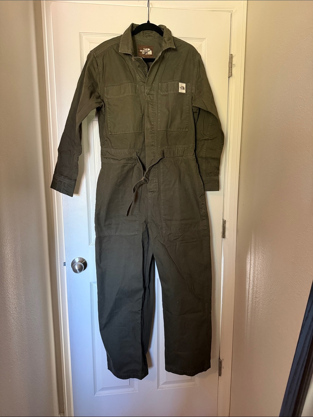 The North Face Denim Olive Green Utility Jumpsuit